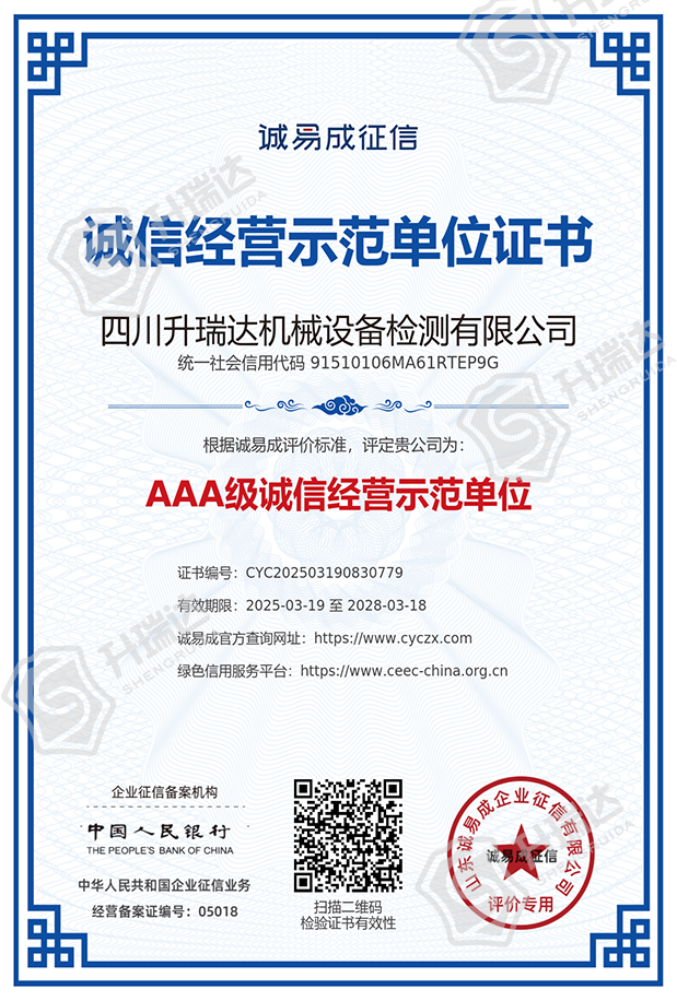 诚信经营示范单位证书